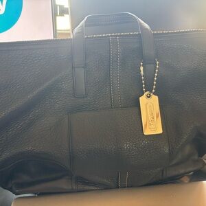 Coach Black Pebbled Leather Top Handle Tote Bag
